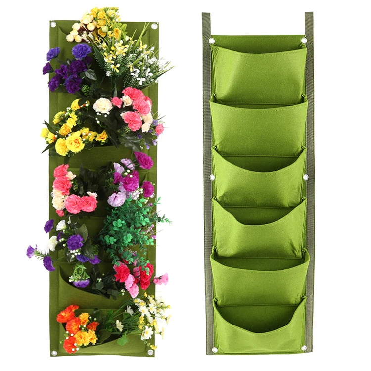 Custom Pocket Outdoor Vertical Hanging Wall Garden Plant Felt Grow Bag