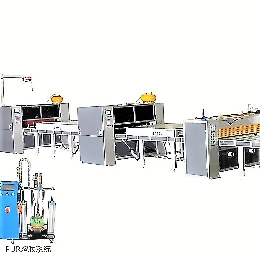 Pur hot melt glue machine Compact machine line for PVC/PET/HPL on MDF/WPC/Plywood Hot melt glue laminating machine