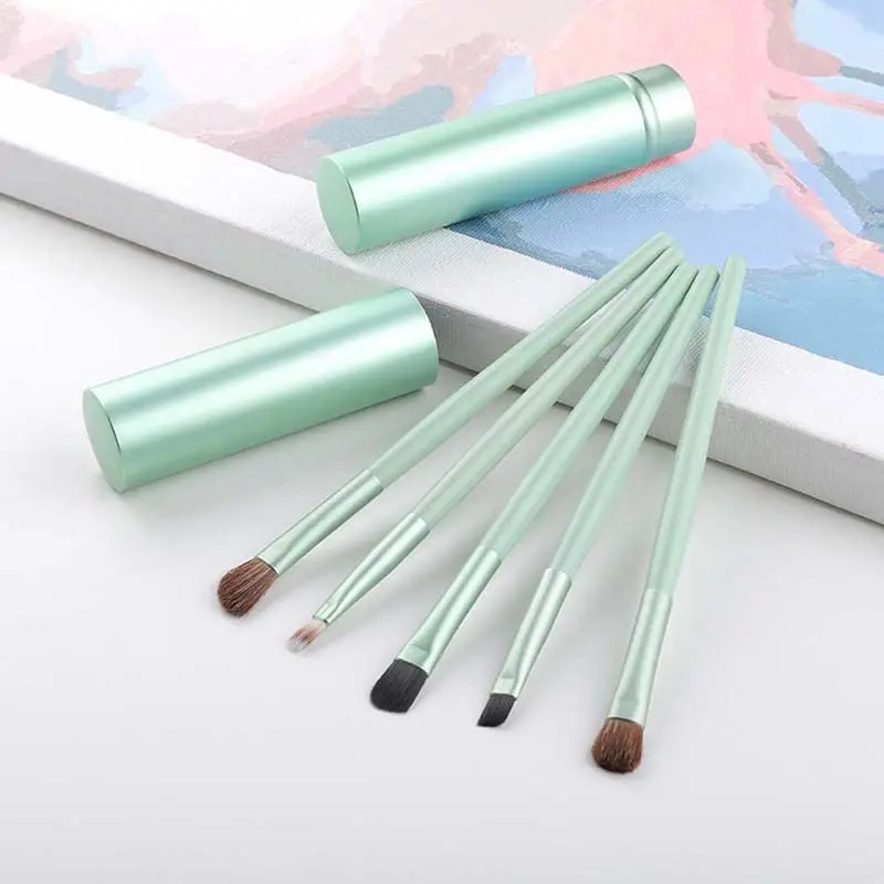 5 Pcs/set Travel Portable Mini Eye Makeup Brush Set Apply Eyeshadow Eyeliner Eyebrow Brush Lip Makeup Brush Set Makeup Tools