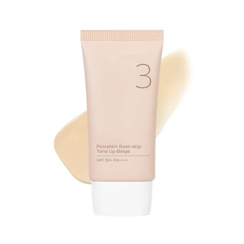 No.3 Porcelain Base-skip Tone Up Beige | Powdery Finish, Light, Natural Coverage, Tinted, Beige Color | 1.69 fl oz