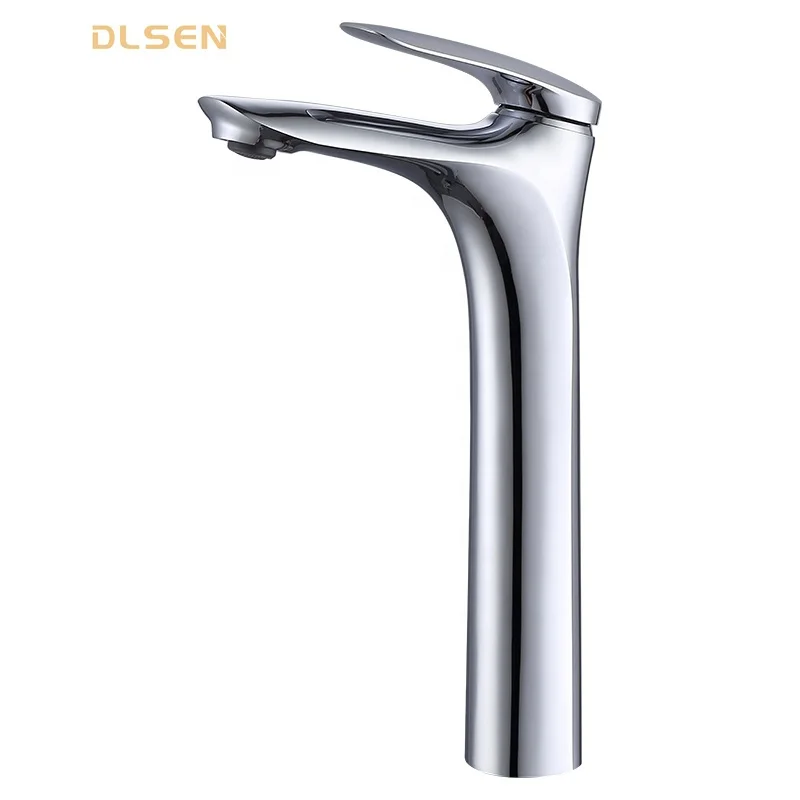 Environmentally Friendly Brass Bathroom Faucet Mixer Tall Chrome Basin Faucet for Public Use with cUPC Water Supply Lines