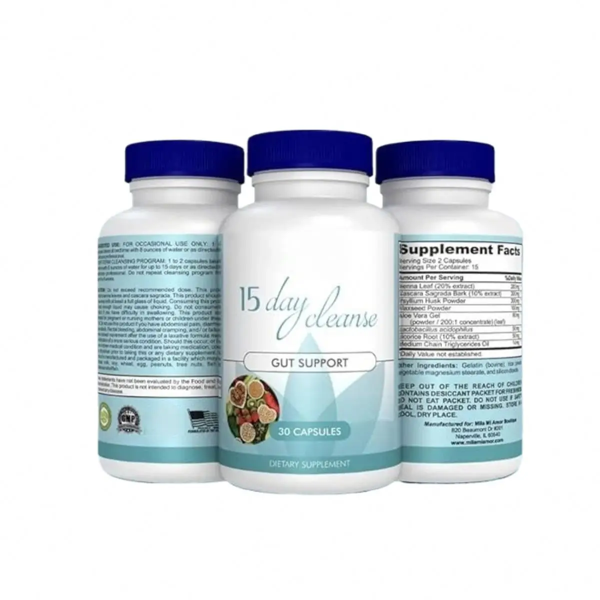 OEM Hot Selling Gut Health Supplement Ready Stock 15 Day Cleanse Capsules with Aloe Vera and Senna for Adult Digestion