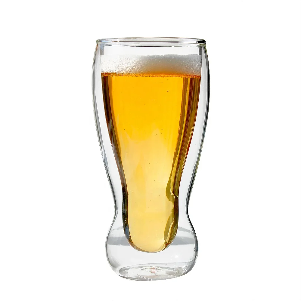 Прозрачный двухслойный изолированный стакан для пива, сока, напитков ручной работы
