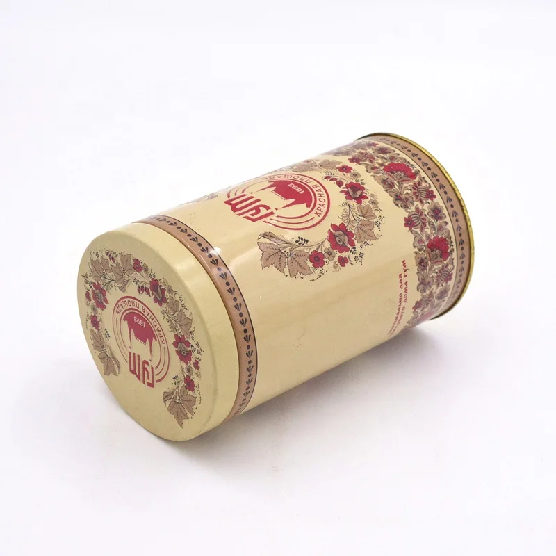 Round tea packaging metal tin container with insert lid