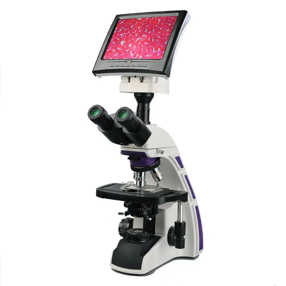 YJ-2016 Trinocular Biological LCD Display Digital Screen Achromatic Correction Optical System  Microscope With LED