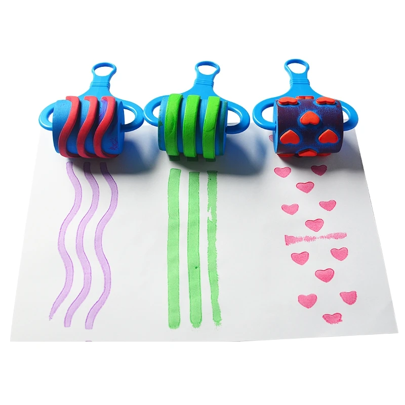 Sponge Roller Stamper paint foam roller Crafts Stamps Kids Children EVA Toys DIY