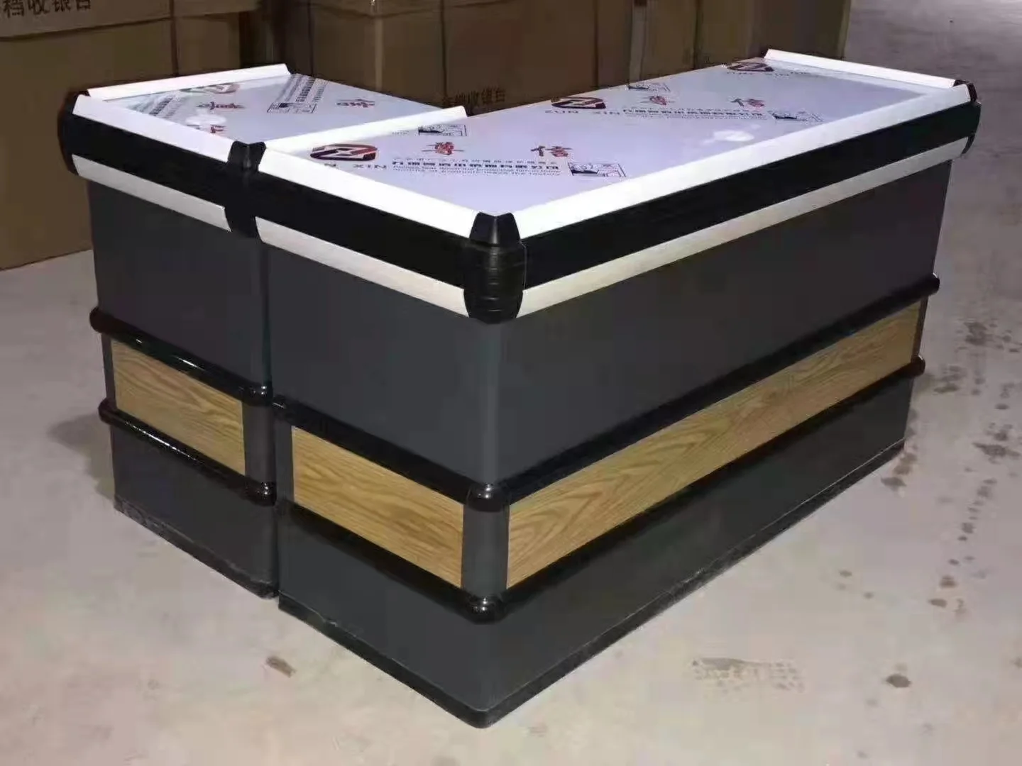 Made china Supermarket cashier table superstore counter shelf metal checkout counter