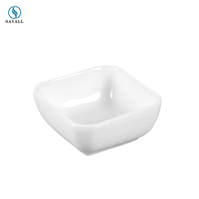 Savall HoReCa white small seasoning dish Ceramic tableware plates Square small bowl for star hotel restaurant