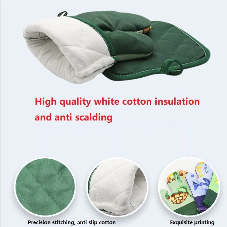 27x17cm  Heat Resistant Oven Mitts Christmas Decor Dacron Printing Baking Grilling Hand Protect Pot Holder