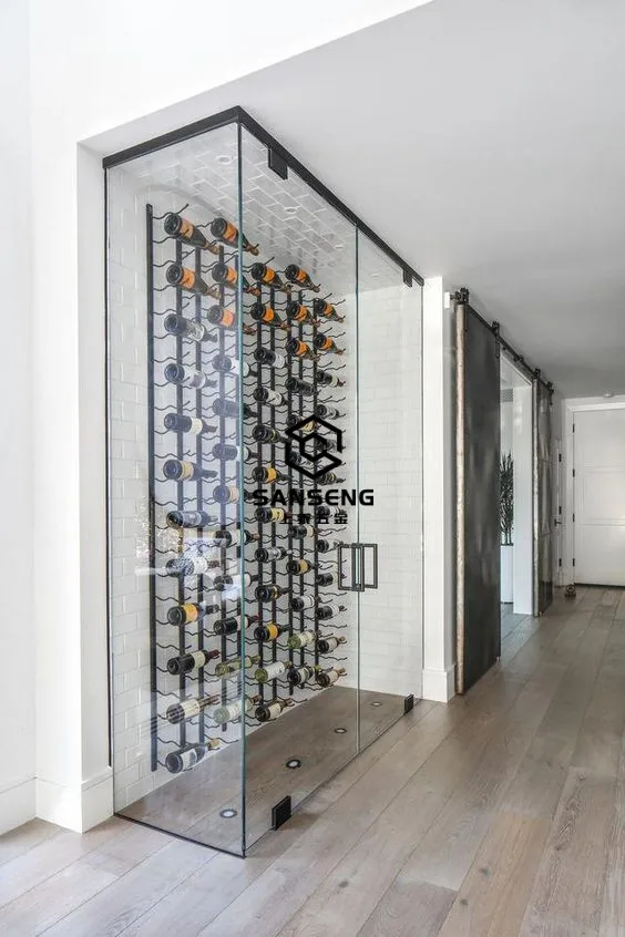 Stainless steel metal modern wine cabinet bar living room furniture