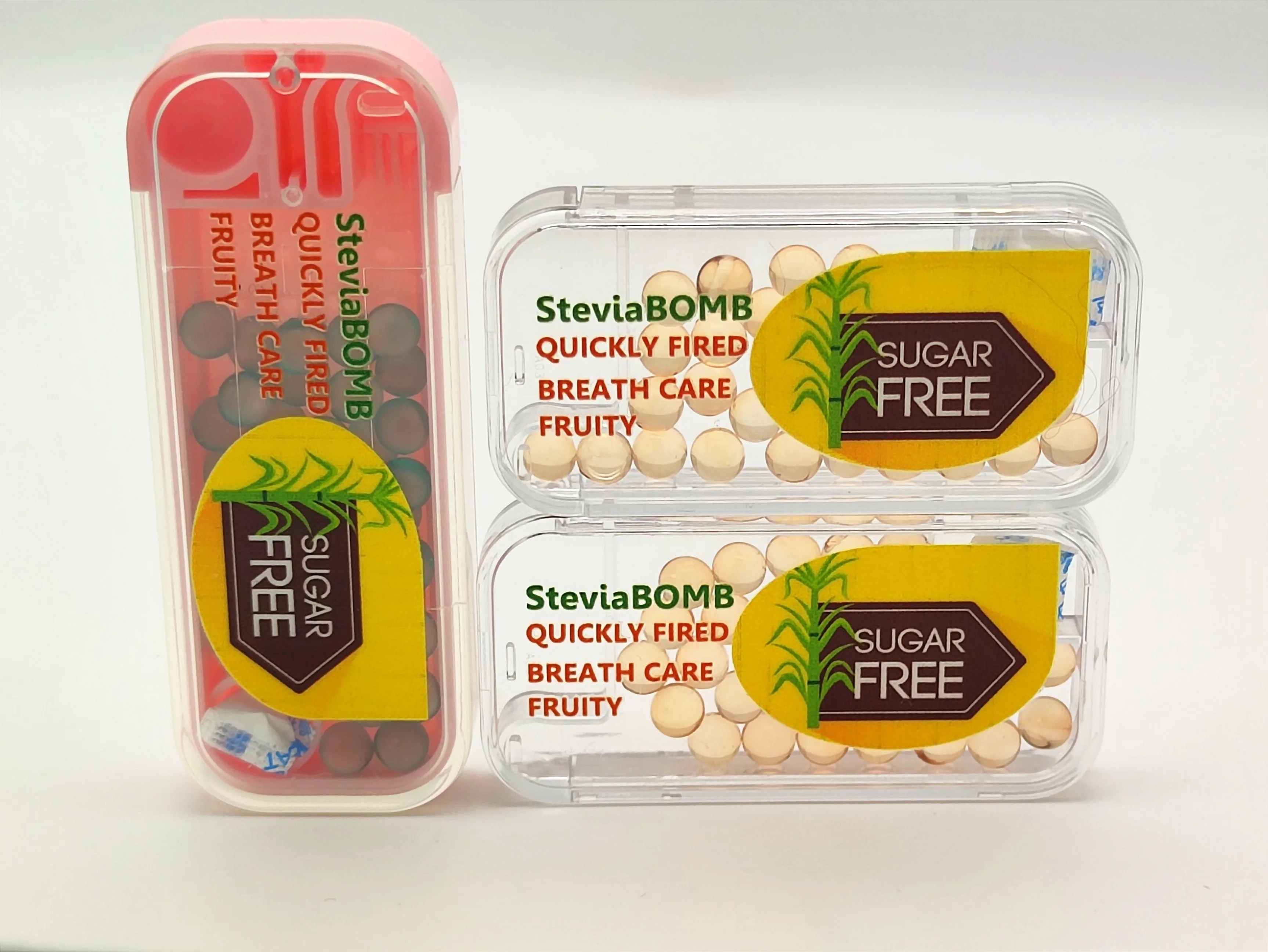 OEM Soft Chewing Gum Bead 30~40 Pcs per Bottle Sugar-Free Fruity Stevia Blast Flavor Vitamin Infused Chewy Candy Ball Pattern