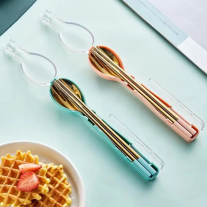 304 Tableware Set Guitar Travel Portable Restaurant Spoons Forks Knives Stainless Steel Cutlery Set Gold Flatware