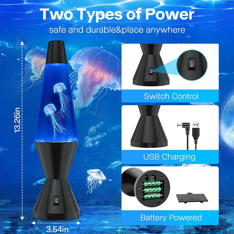 Wholesale Battery USB Operated Aquarium Jelly Fish Jellyfish LED Lava Lamp Night Light