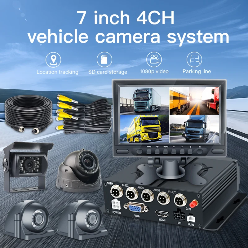 CCENTEN 4Channel Sd Card Car Camera Mobile DVR CCTV Car Dvr Safe Driving Assistance System Heavy Vehicle
