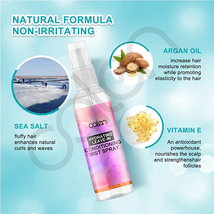 3OZ Private Label Anti Frizz Nourishing Black Hair Mist Spray Water Sprayer Hairdressing Bottle Continuous Silk Mist Hair Spray