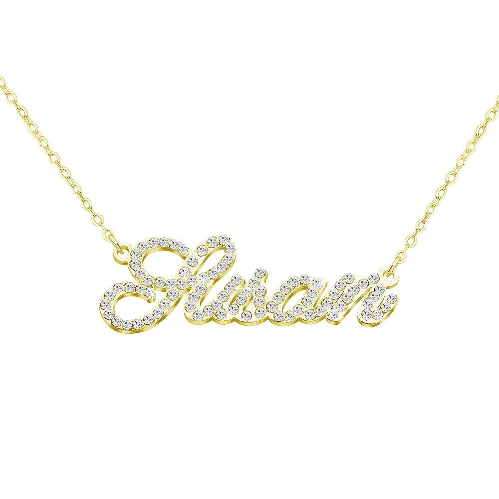 fashion jewelry full diamond simple pendant customizable english name necklace personalized gift for couples and ladies