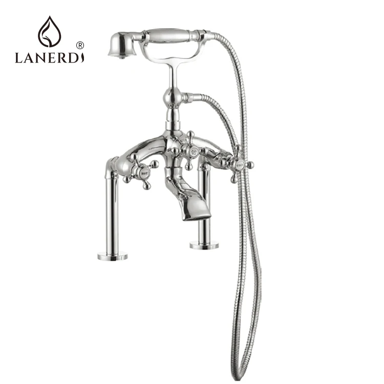 modern ce attachment 4 piece UPC Deck Mounted Side Mounted  Brass Tub Bathtub Bath Attachment Tap Faucet Set With Hand Shower