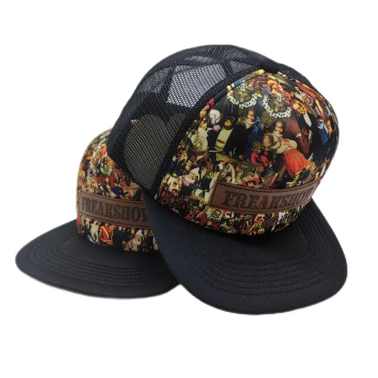 Wholesale Custom 5 Panel Sport Dad Hat High Quality Printed Logo Black Sponge Gorras Oem Rope Mesh Classics Trucker Cap