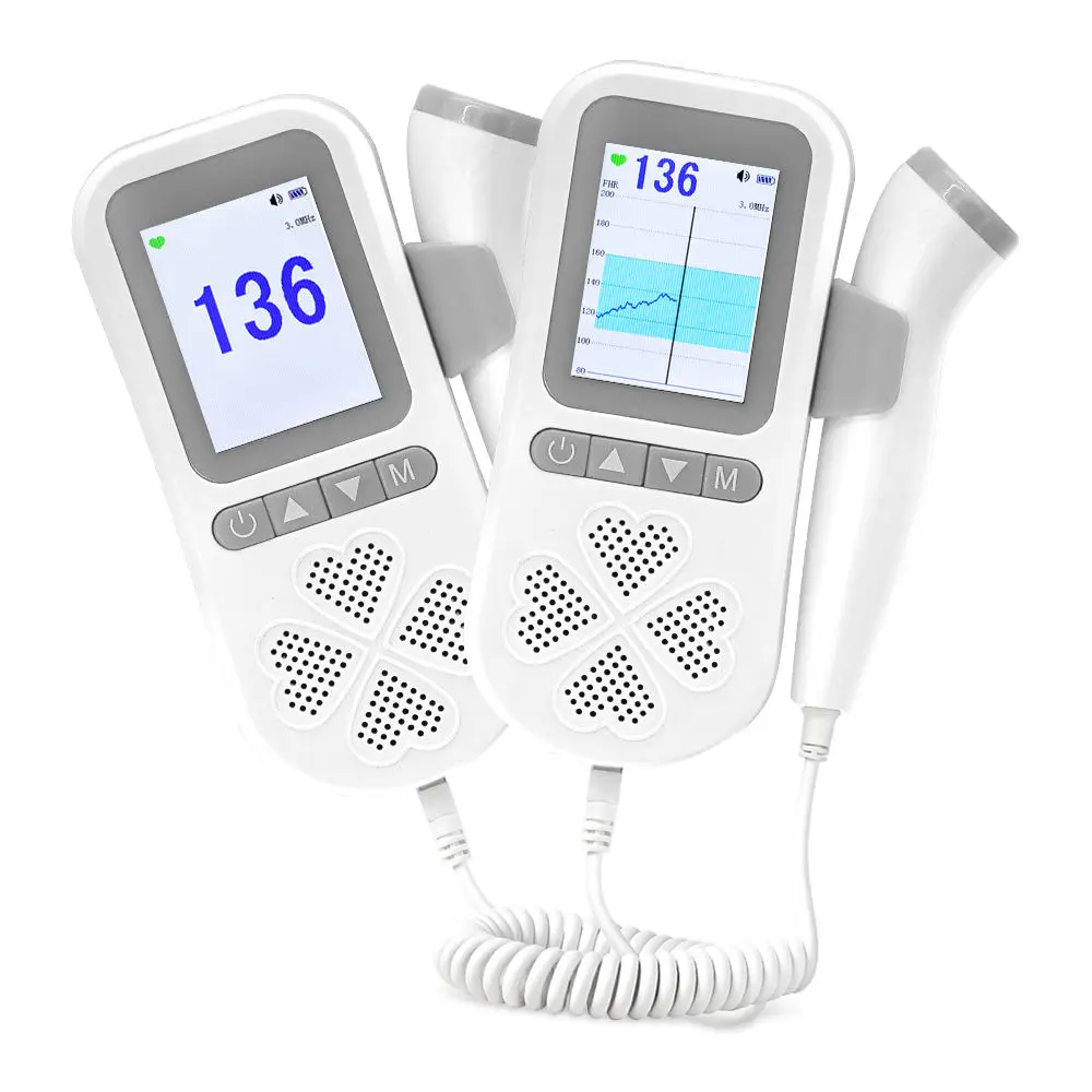 Curve Charging Ultrasonic Instrument High Tech Baby Heart Heartbeat Detector Fetal Doppler Monitor