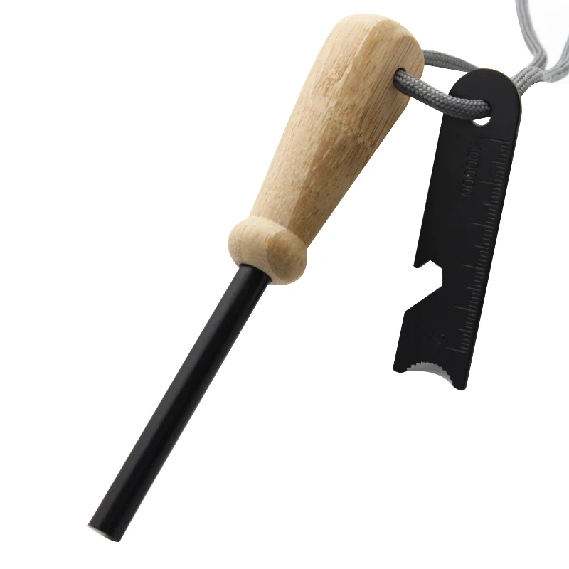 Survival Tinder Paracord EDC Accessories Waterproof Natural Bamboo Handle Fire Ferro Rod Starter for Wildness