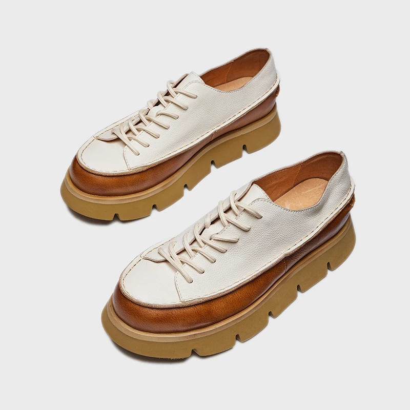 SUPPER Party Wear Mens GENUINE Leather BROWN WHITE Shoes HOT SALE ALL Shoe Box EVA Rubber Round Summer Shoes 50 Size and 49 Size