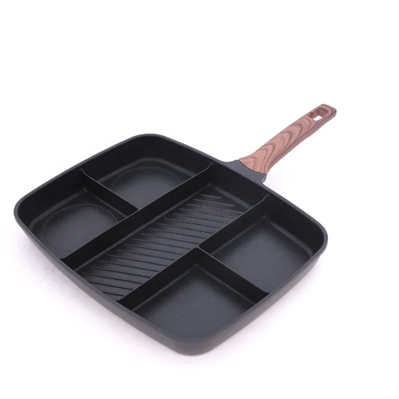 high quality multi-function grill pan five sections divided in one frying pan