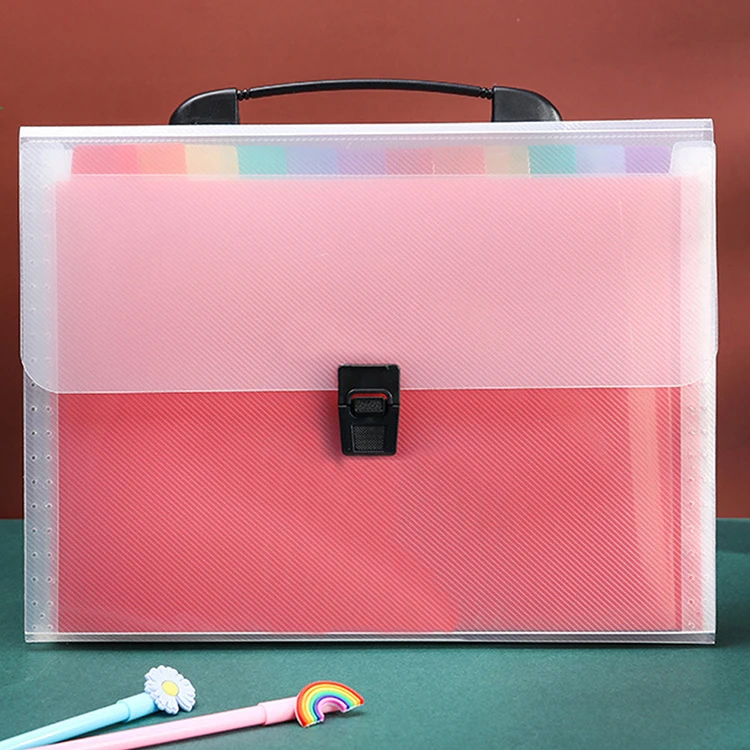 Wholesale Office Stationery Handbag Folder A4 Document Cover 13 Pockets Portable Expanding File Folder Organizer Bag with Handle