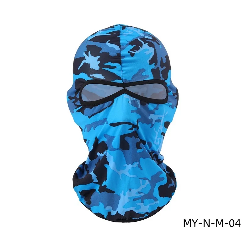 Amazon Hot Sale 14 Colors Ice Silk UV Protection Full Face Cover Unisex Camouflage Windproof Two Hole Balaclava