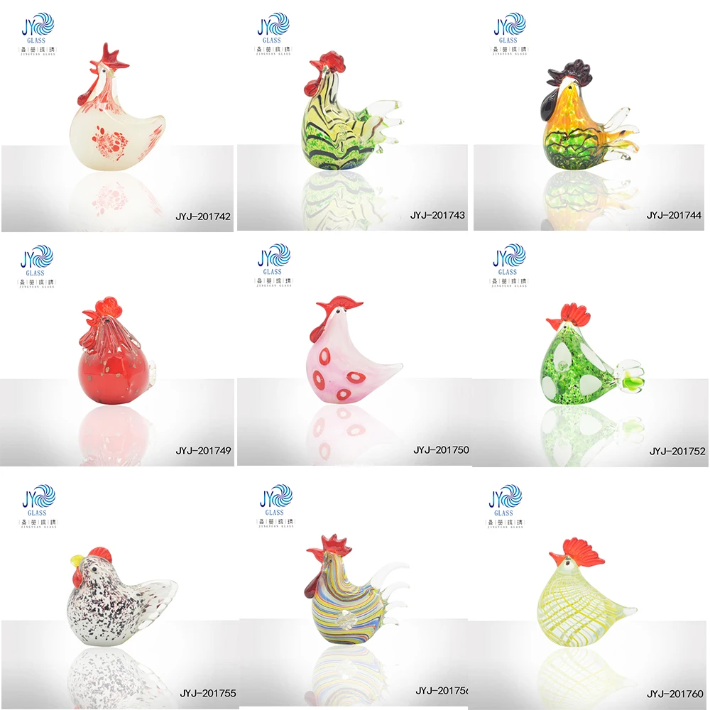 Murano Glass Rooster Figurine Hand Blown Easter Chicken Indoor Home Decorations Unique Animal Pattern Gifts