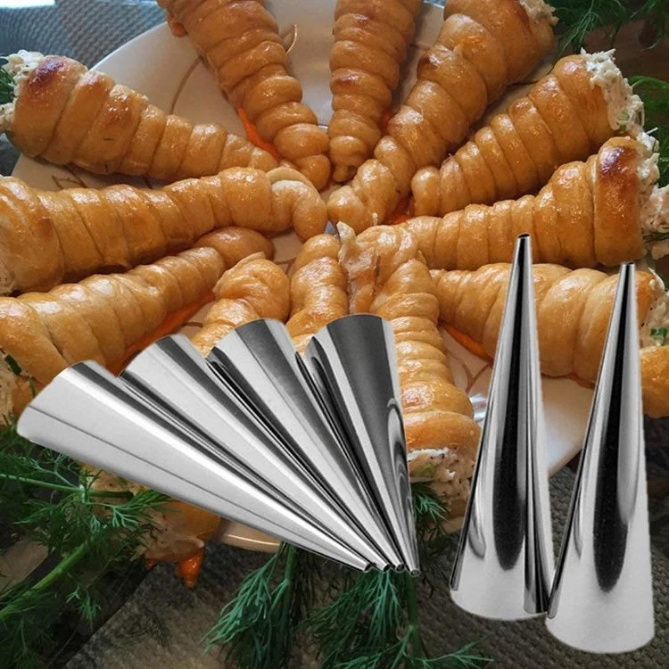 Stainless Steel Cone Croissant Baking Mold Bread Baking Tool DIY Ice Cream Croissants Mould