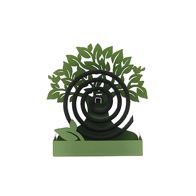Factory Price Creative Design Green Color Tree of Life Shape Metal Mosquito Coil Stand Incense Holder Stand