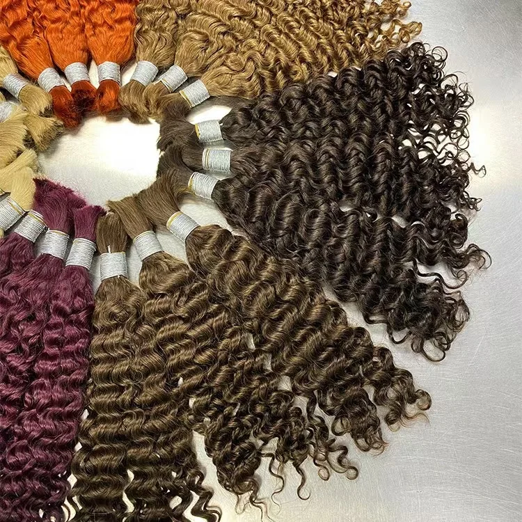 Высококачественные необработанные волосы для наращивания человеческие объемные без утка глубокие волнистые натуральные влажные и плетенные