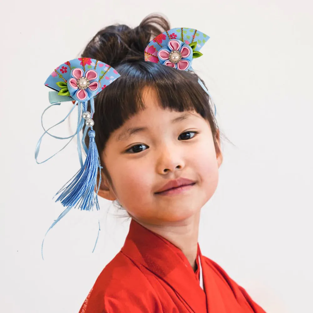 chinese hanfu gorgeous kanzashi hair accessories girls yarn beautiful long streamer hair clip