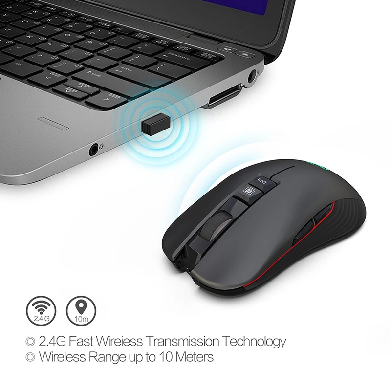 2.4G USB-C Wireless Mouse Rechargeable Gaming Mouse 3600DPI 7 Button Type-c Mute Mice for Laptop PC Game Mouse