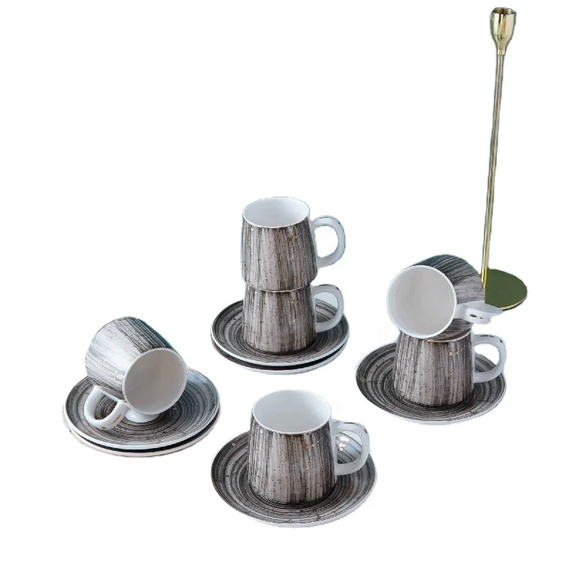 Cheap Wholesale Porcelain Coffee Tea Cup Set Of 6 Arabic Afternoon Turkish Vintage Teapot Ceramic Tea Set With Saucers