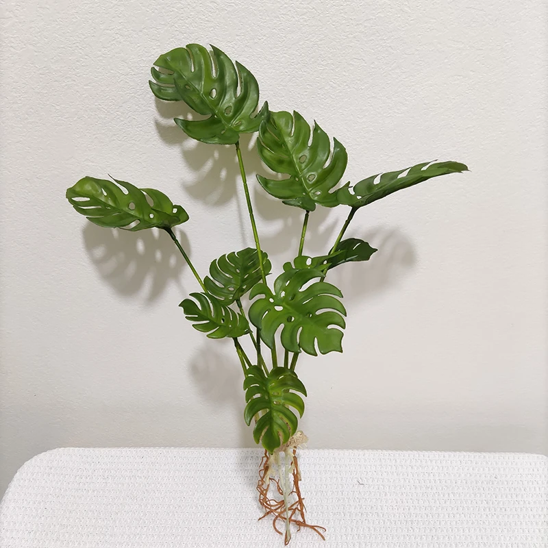 Nearly Natural Fan Leaf Faux Plants Real Touch Monstera Leaves Spring Taro Leaf Artificial Plant Monstera Bush With Root