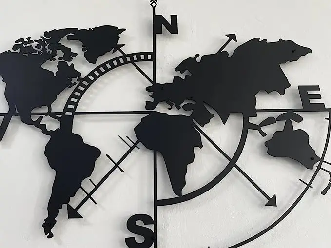 Wholesale Custom Fashionable World Map Metal Wall Art Living Room Home Decoration Steel Wall Hanging Metal Wall Decoration