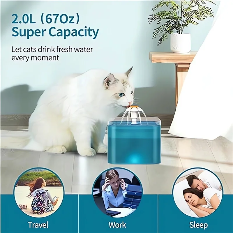 Buy Cat Water Fountain Smart Pet Fountain Water Dispenser Automatic Circulation Filter Cat Fountain 2L