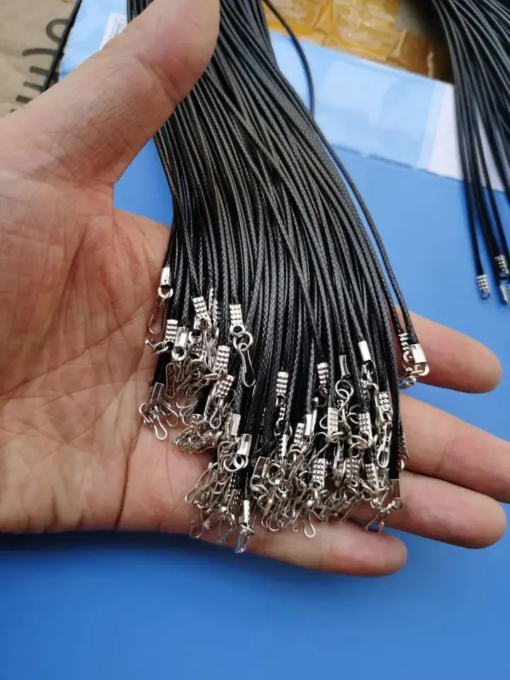 100pcs 1.5mm Black Multicolor Leather Cord Adjustable Chains Braided 45cm Rope For DIY Necklace Bracelet Jewelry Making Findings
