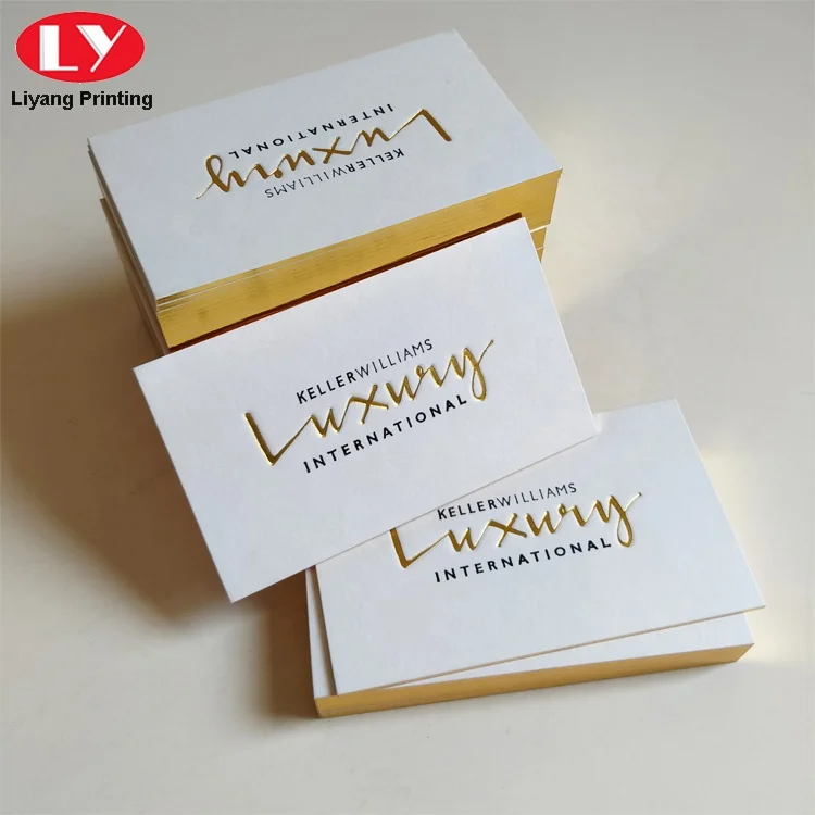 Custom Gold Foil Edge Border Cotton Thick Cardboard Paper Letterpress Business Card with Logo Printing