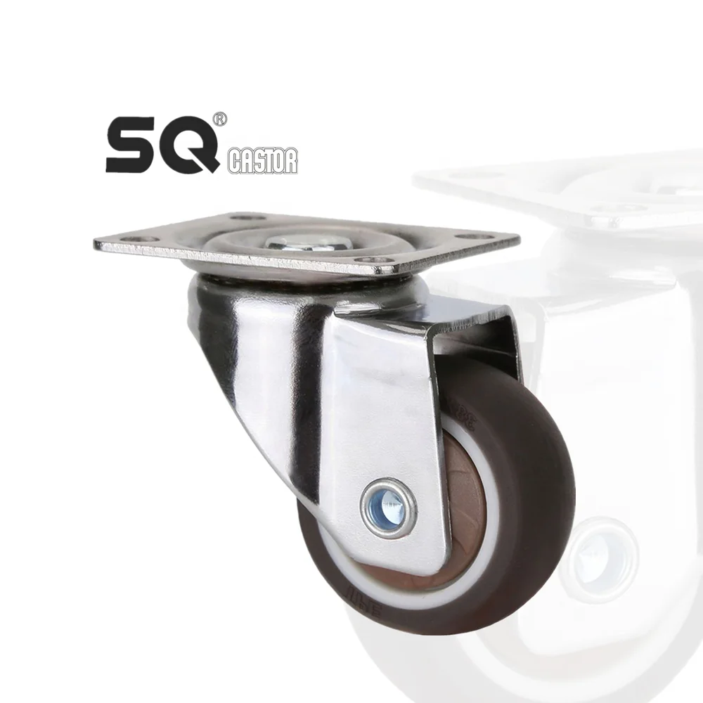 Hot sale light duty 1/1.5./2 inch gray brown mute effect spcc material furniture caster wheel TPE universal brake caster wheel