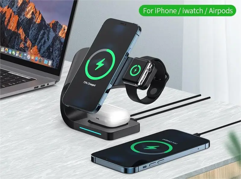 2023 Top Selling Products Fast Charging 4 In 1 Wireless Charger For Phone Smart Watch Earphones