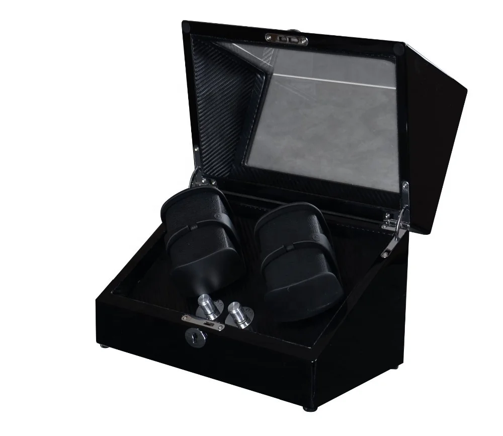 Brown Interior Packaging Luxury 2 rotor 4 slots Automatic Watch Display Winder display Box Automatic Watch Winder