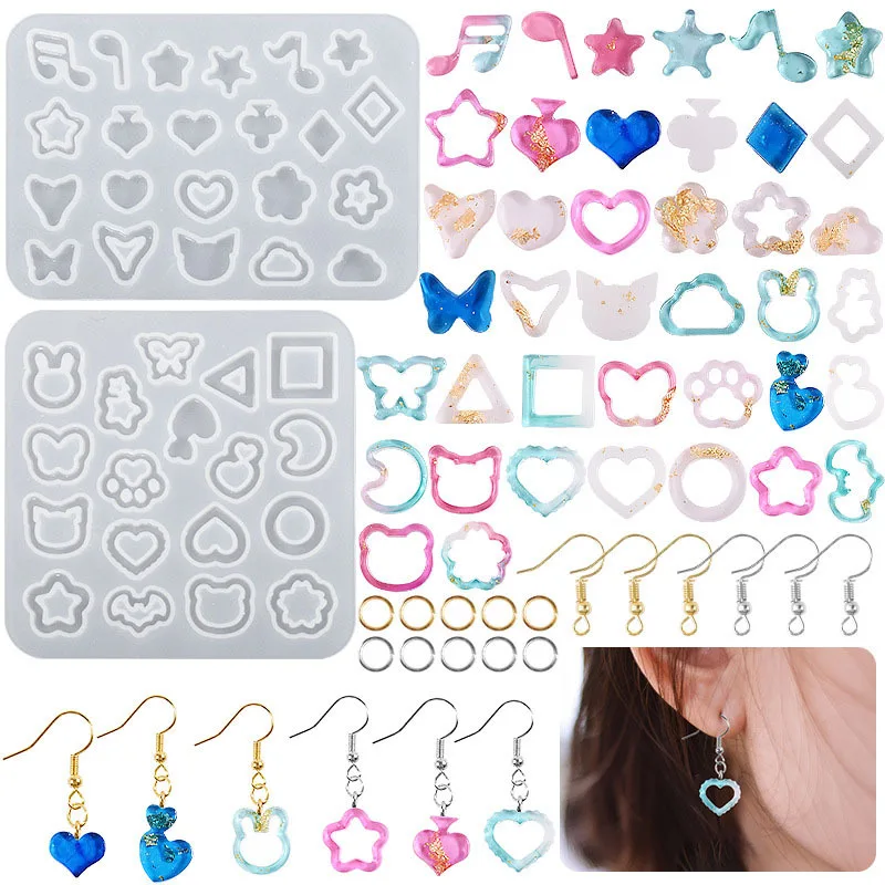 Crystal Glue Moon  Rabbit Head Musical Note Earrings Pendant Quicksand Accessories Silicone Mold
