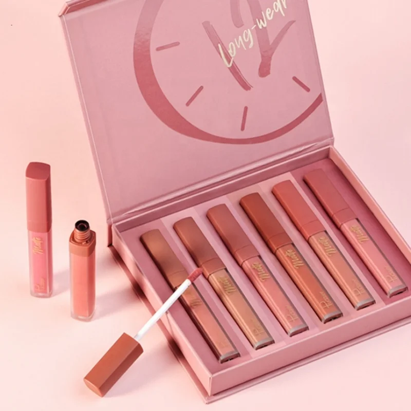 Pudaier Lip Makeup Waterproof Matte Liquid Lipstick Set 6 Colors Moisturizing Lip gloss Set Matte Finish Vegan Custom Cosmetics