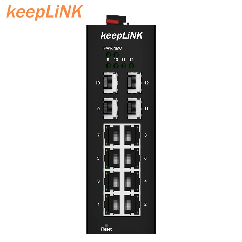 12-Port Industrial Gigabit PoE+ Light Layer2 Managed Ethernet Switch w/8*10/100/1000Tx (30W/Port) + 4*100/1000 SFP Ports