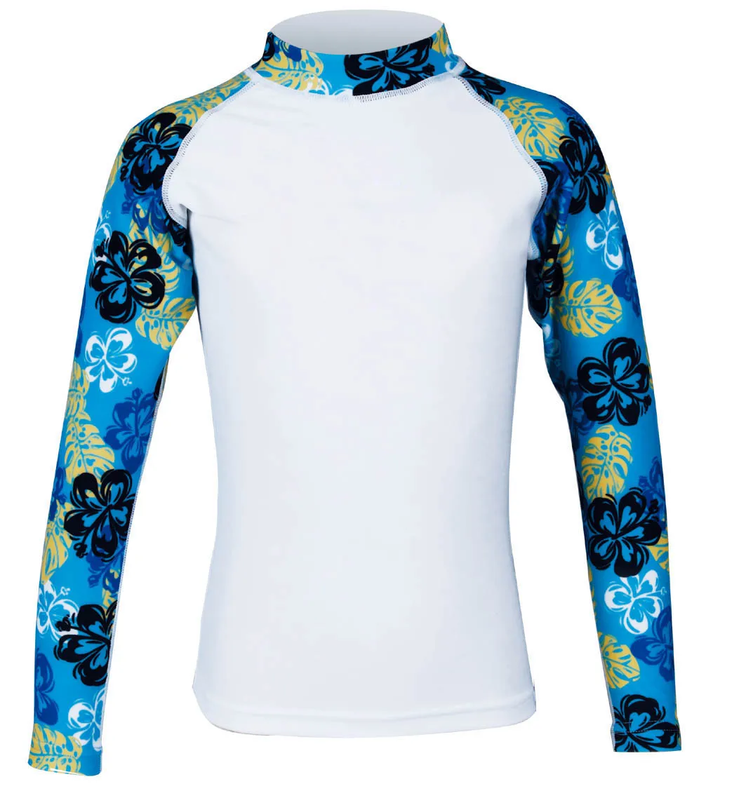 Kids Little Girls Long Sleeves UPF50+ Sun Protect Children Swimwear Swimsuits Top Shirt Lycra Rash Guards