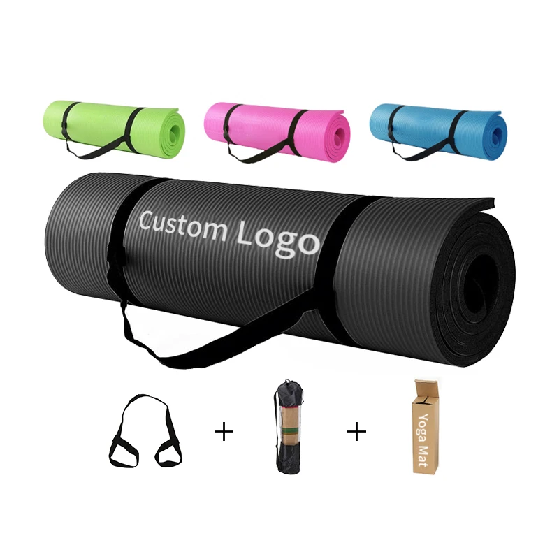 Премиум изготовленные на заказ дешевые спортивные тренировки Фитнес высокой плотности большой толщиной 8 мм 10 15 пены бутадиен-нитрильный каучук йога коврик с ремешком