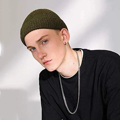 HZM-18265 Hip Hop Swag Wool Knitted Hat Rolled Cuff Winter Trawler Beanie Hat Skull Cap Fisherman Beanies