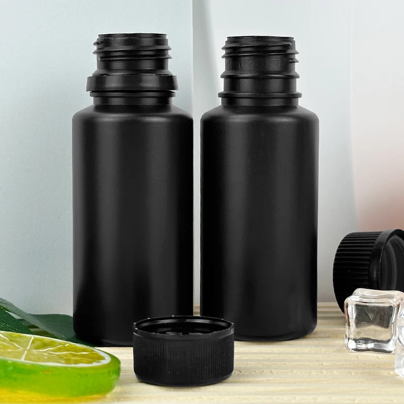 Customized Design Screen Printing 100ml Soft Touch Black White HDPE Vitamin Pill Bottle Plastic Tablet Bottle